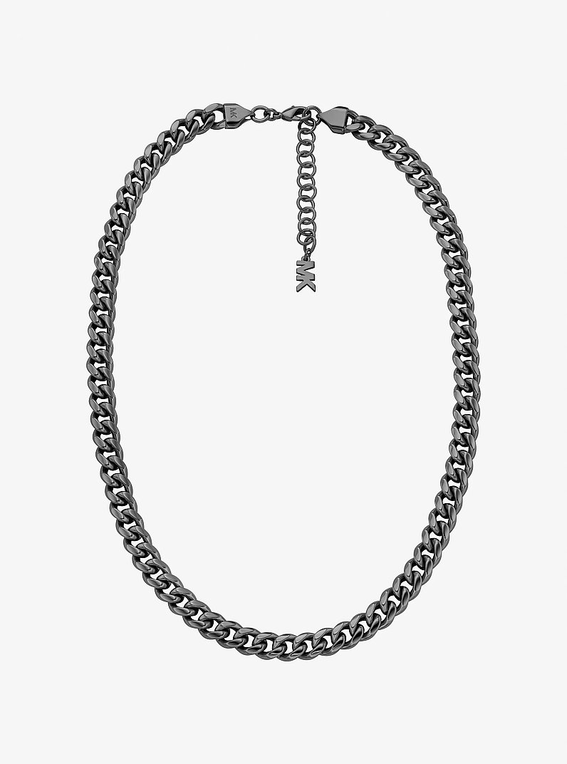 Precious Metal-Plated Brass Curb-Link Chain Necklace in GRIS ACIER | Michael Kors