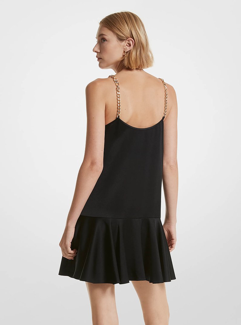 Satin Chain Tank Dress in BLACK | Michael Kors