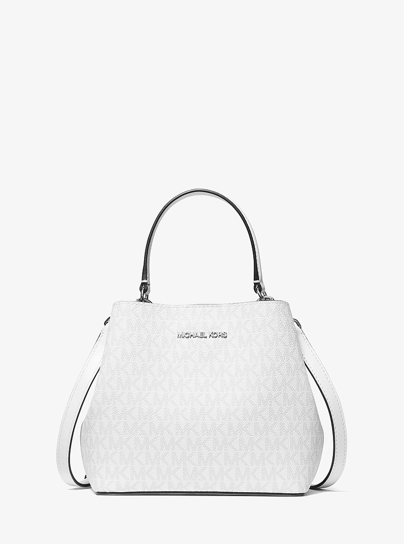 Pratt Small Signature Logo Convertible Shoulder Bag in OPTIC WHITE | Michael Kors