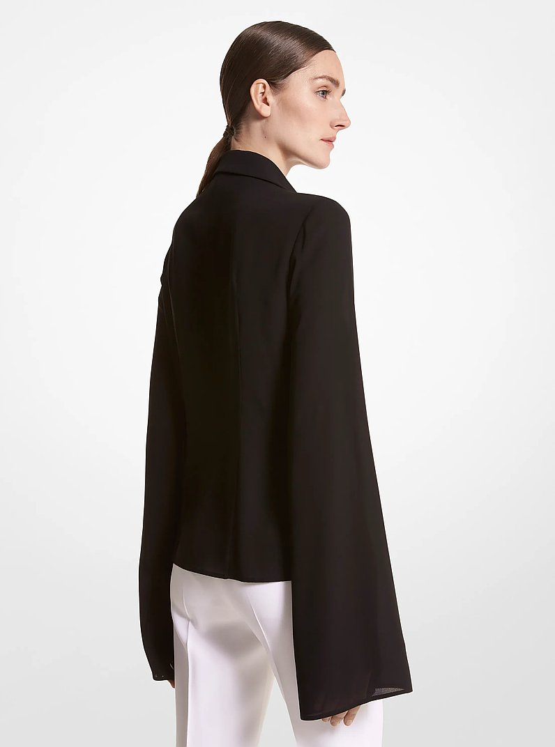Silk Georgette Slit-Sleeve Shirt in NEGRO | Michael Kors