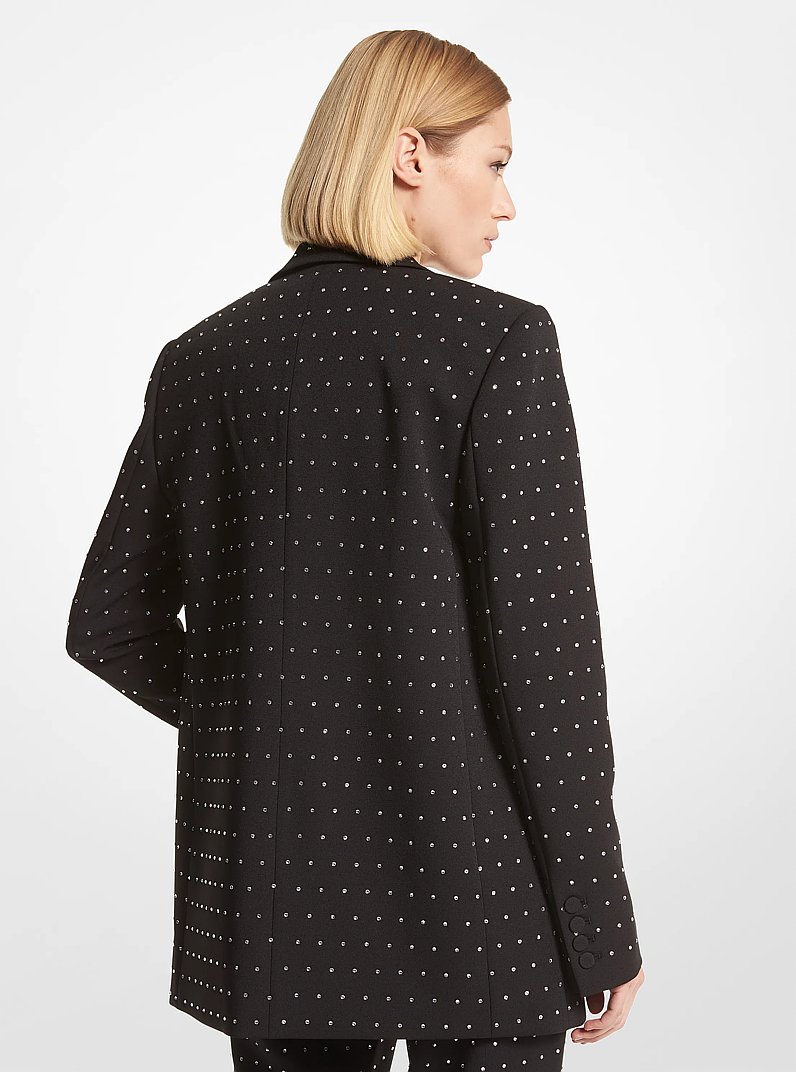 Rhinestud Stretch Crepe Blazer in BLACK | Michael Kors
