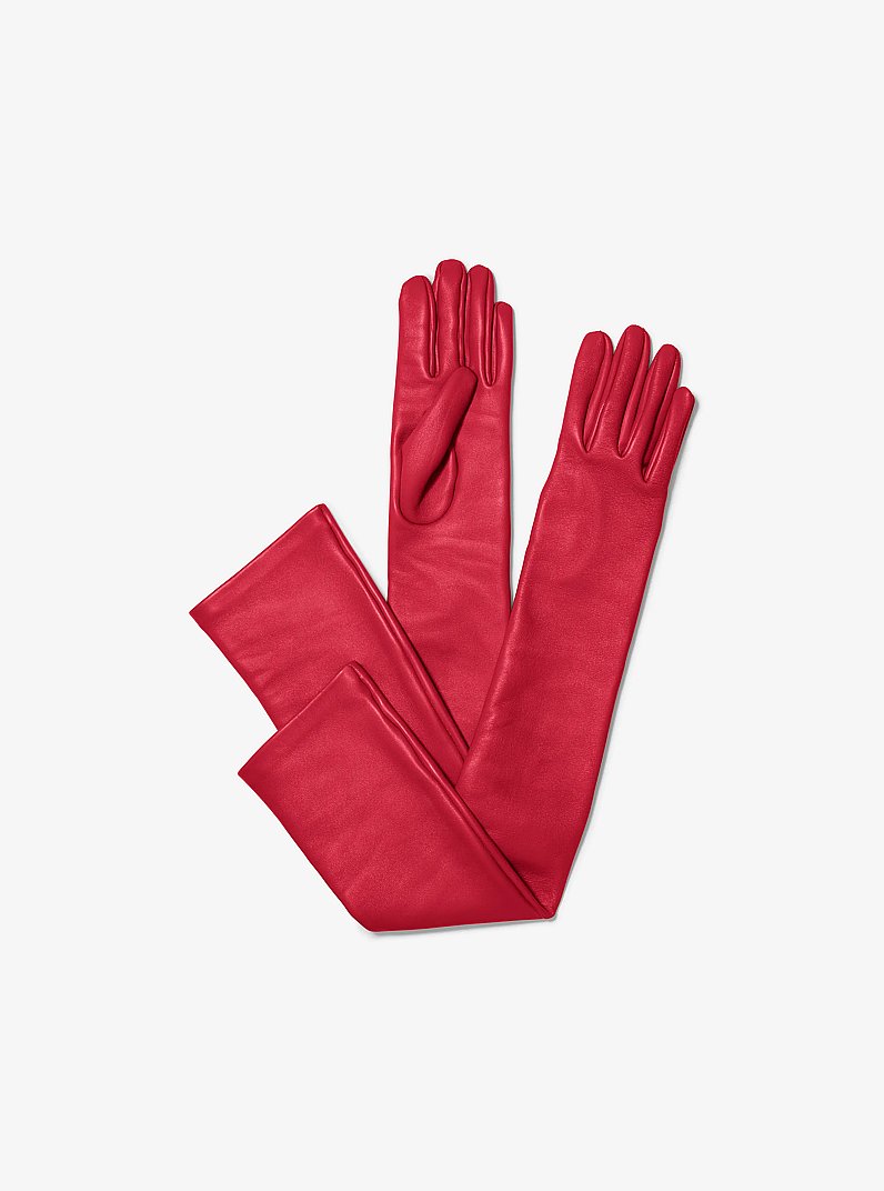 Leather Opera Gloves in RUBY | Michael Kors