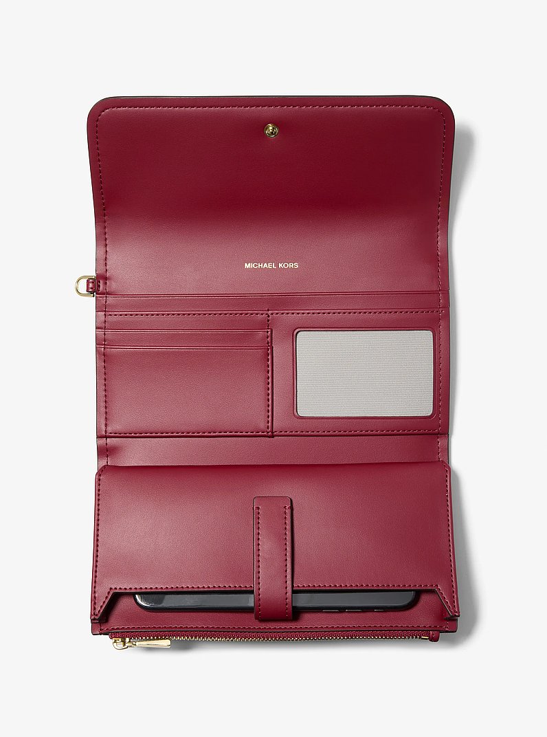 Jet Set Medium Signature Logo Convertible Wristlet in DEEP RED | Michael Kors