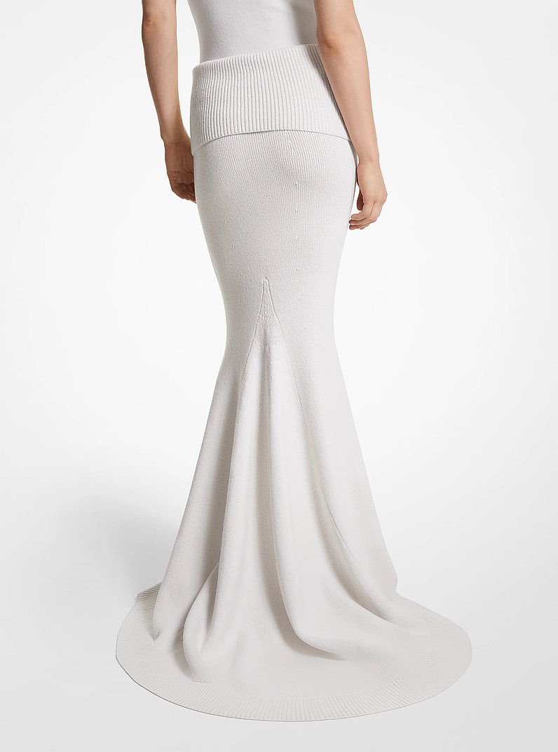 Falda de corte sirena de cachemir el&aacute;stico in BLANCO INTENSO | Michael Kors