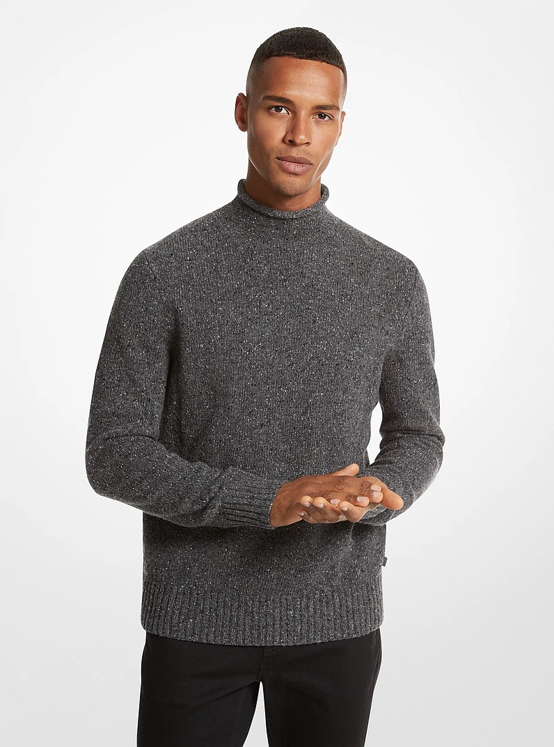 Recycled Wool Blend Roll-Neck Sweater in ASH | Michael Kors