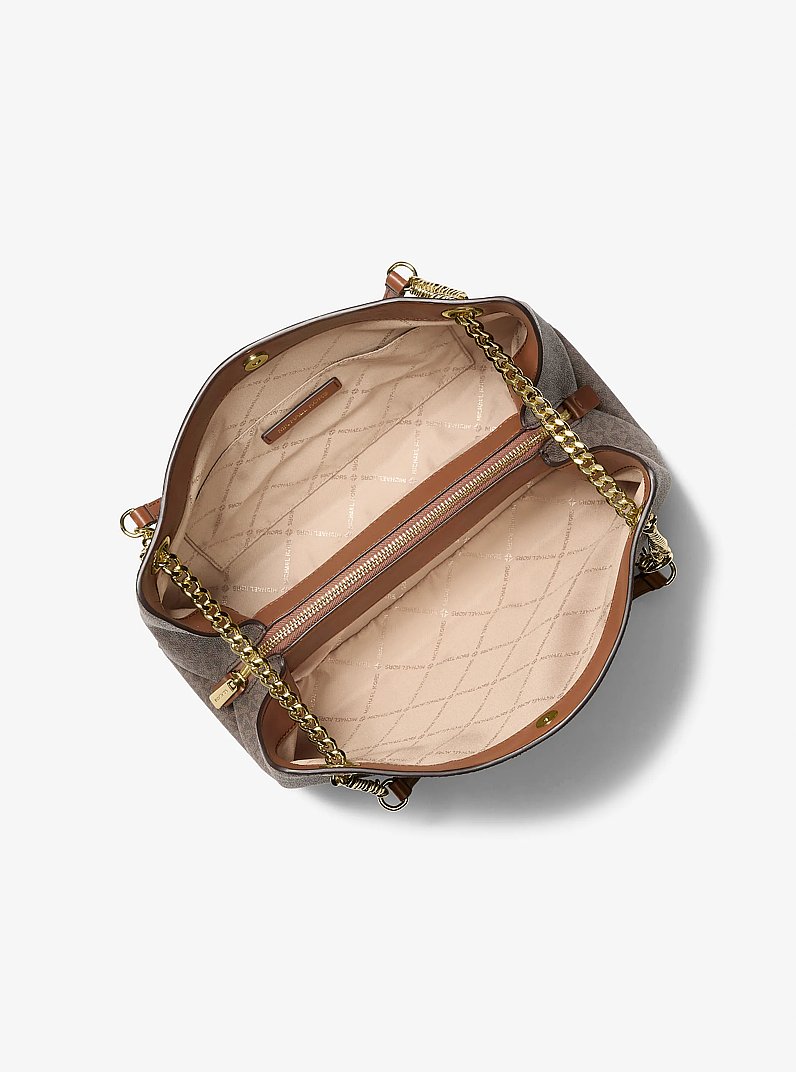 Sac messager Christina de taille moyenne &agrave; logo Signature in BRUN | Michael Kors