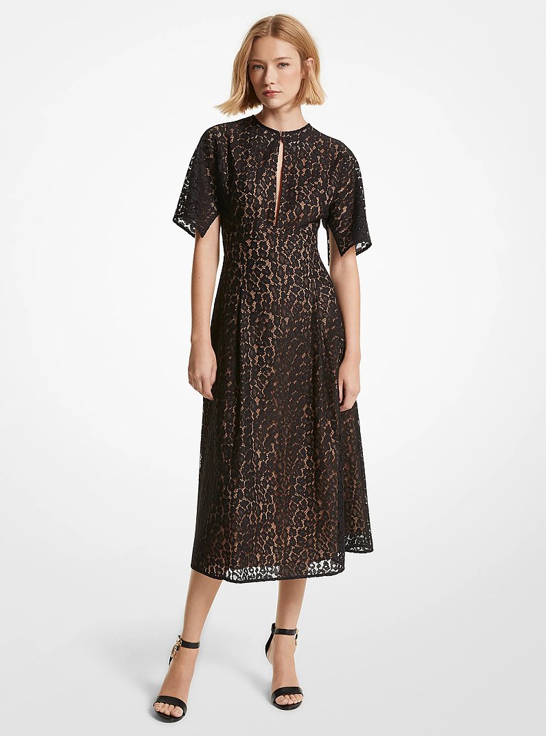 Leopard Corded Lace Midi Dress