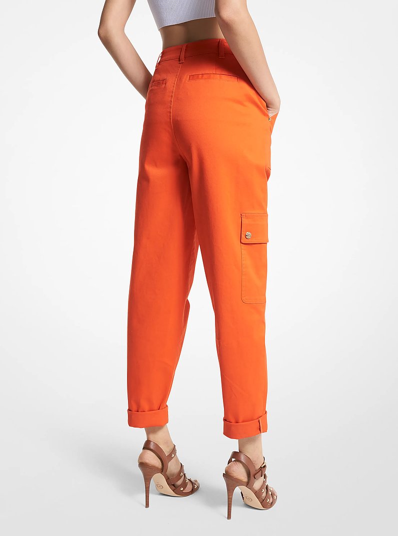 Stretch Organic Cotton Cargo Pants in OPTIC ORANGE | Michael Kors