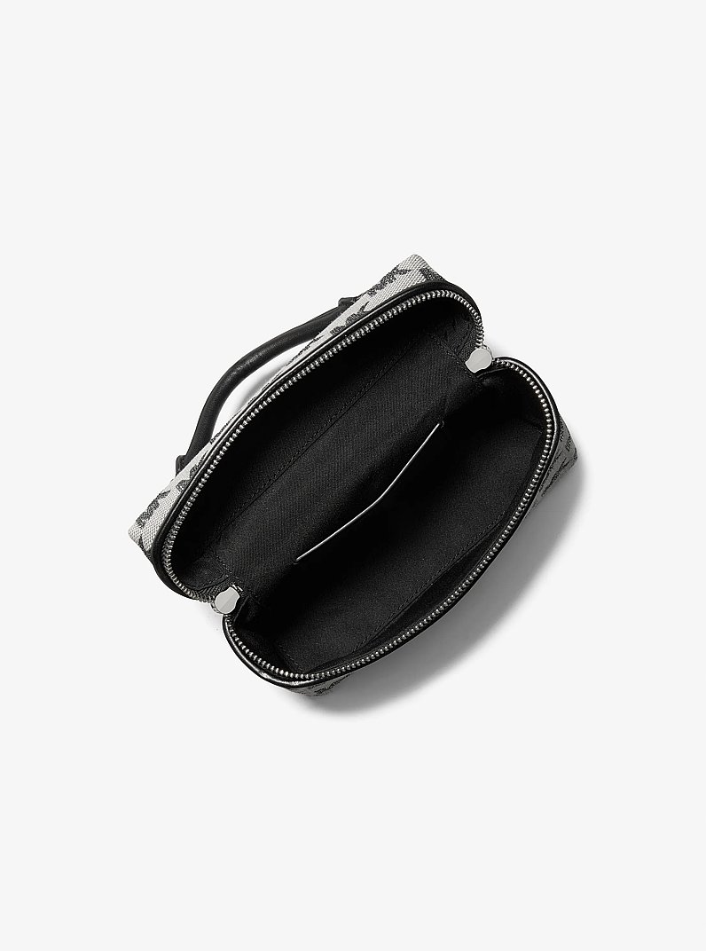 Borsa a tracolla Jana convertibile extra-small con logo jacquard in NERO | Michael Kors