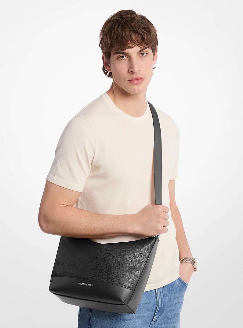 Cooper Pebbled Leather Crescent Bag in BLACK | Michael Kors