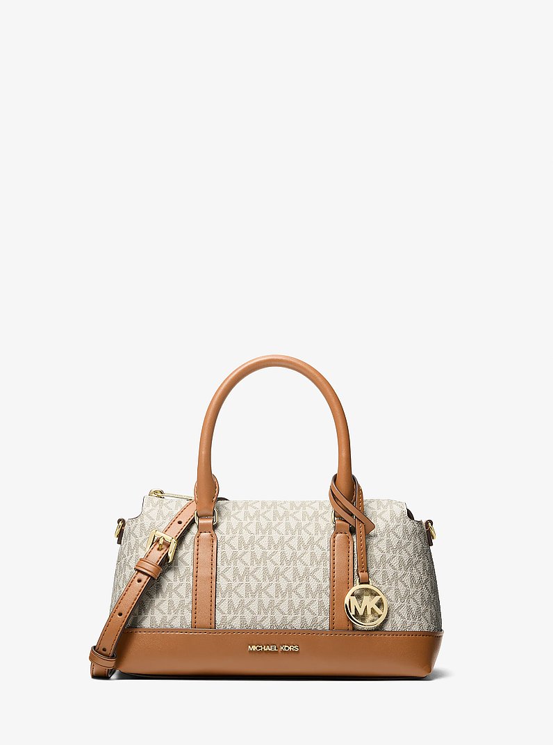 Andie Small Signature Logo Satchel in VANILLA/ACORN | Michael Kors