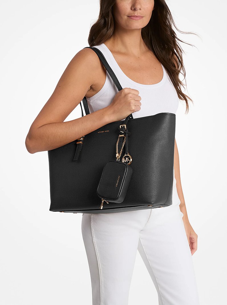 Bolso tote Quinn grande de piel granulada in NEGRO | Michael Kors