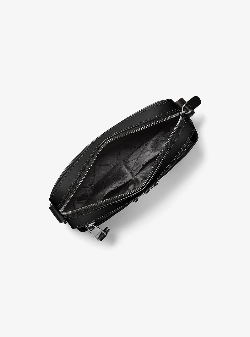 Hudson Pebbled Leather Utility Crossbody Bag in BLACK | Michael Kors