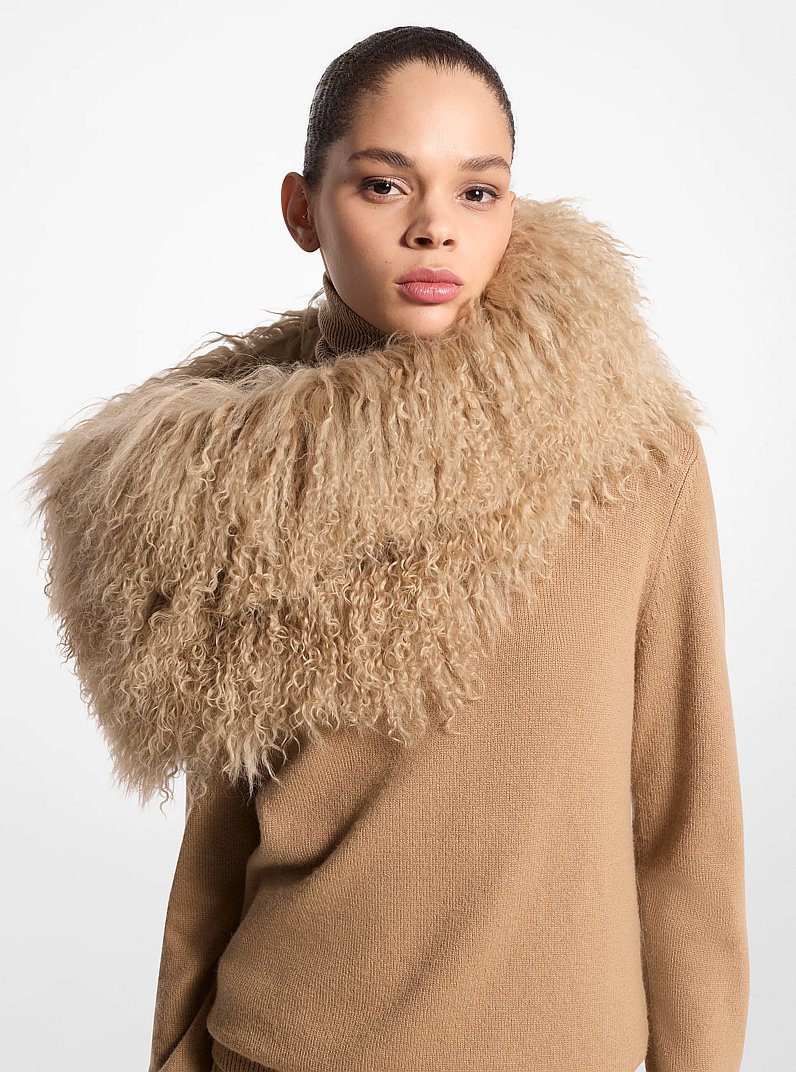 Mongolian Shearling Stole in CAPPUCCINO | Michael Kors