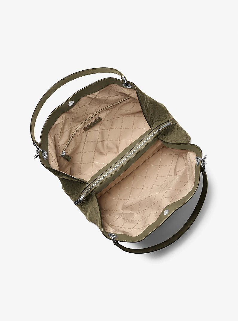 Christina Large Pebbled Leather Shoulder Bag in OLIVE | Michael Kors