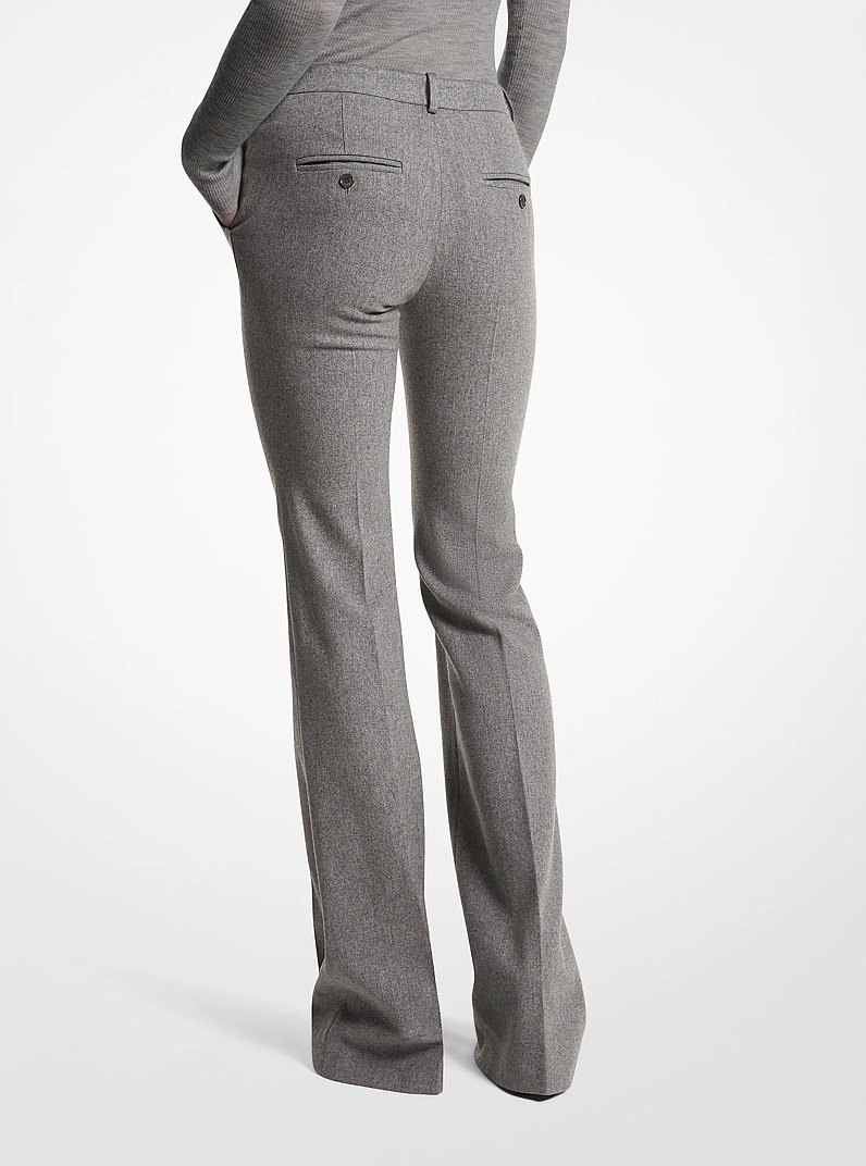 Haylee Stretch Wool Flannel Flared Trousers in BANKER GREY | Michael Kors