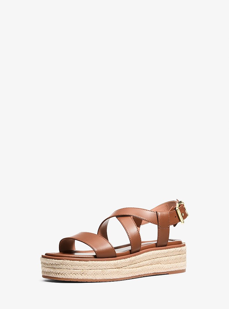 Lynn Leather Platform Espadrille Sandal in LUGGAGE | Michael Kors