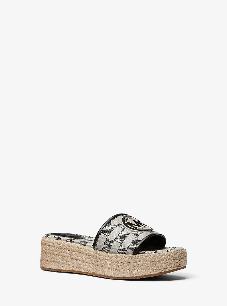 Sandalia de cu&ntilde;a Sadler de yute y jacquard con logotipo in NATURAL/NEGRO | Michael Kors
