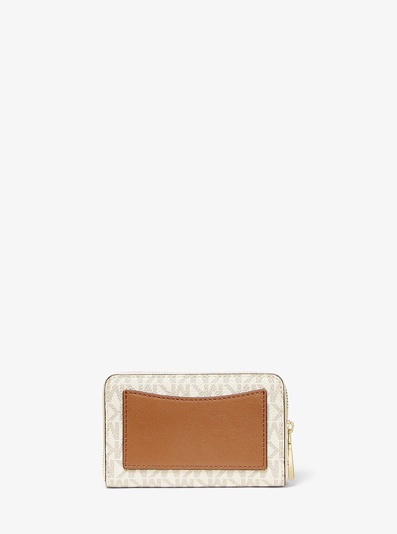 Small Logo and Leather Wallet in VANILLA/ACORN | Michael Kors