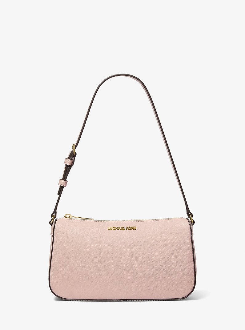 Jet Set Medium Saffiano Leather Pochette in SOFT PINK | Michael Kors