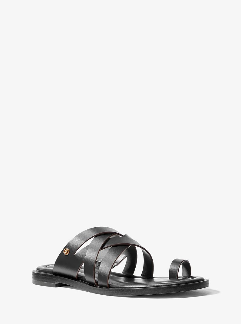 Nora Leather Sandal in BLACK | Michael Kors