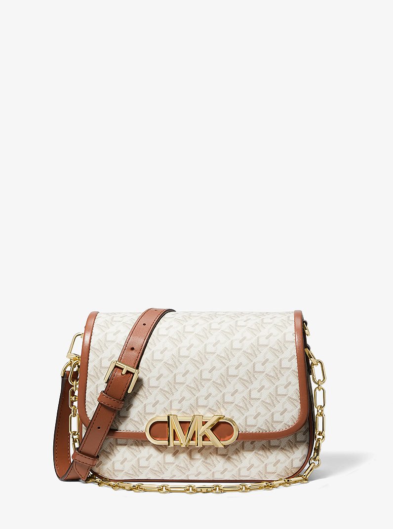 Parker Medium Empire Signature Logo Messenger Bag in VANILLA/LUGGAGE | Michael Kors