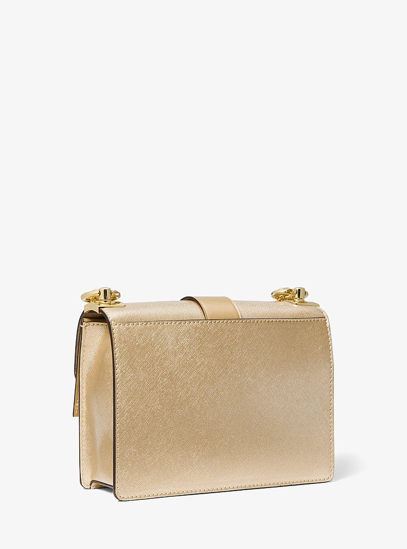 Umh&auml;ngetasche Greenwich Small aus Saffianleder in Metallic-Optik