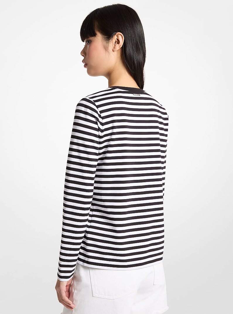 St. Tropez Striped Cotton T-Shirt in BLACK/WHITE | Michael Kors