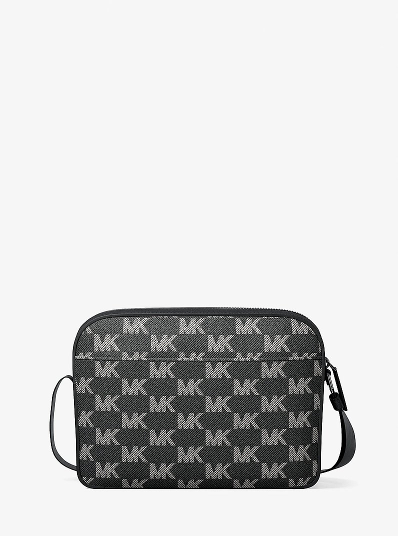 Cooper Logo Jacquard Denim Flight Bag in BLACK WASH | Michael Kors