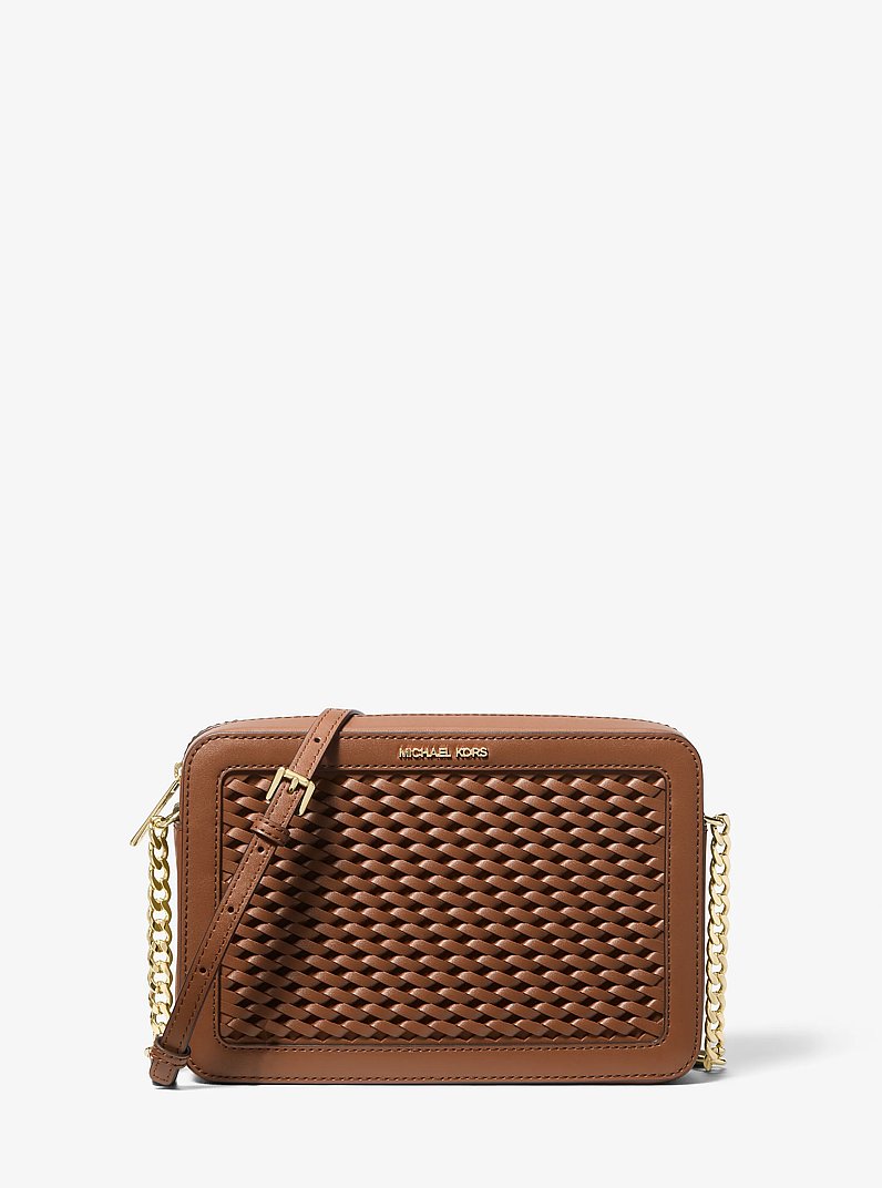 Jet Set Large Woven Crossbody Bag in LUGGAGE | Michael Kors