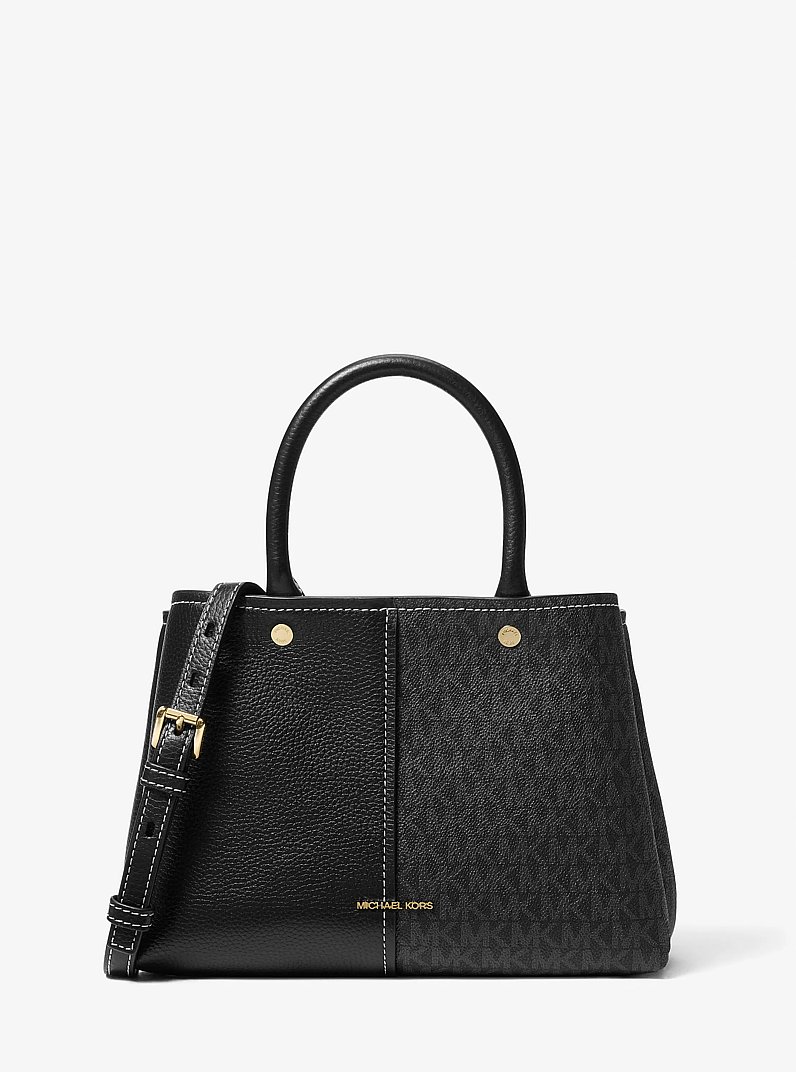 Henkeltasche Flora Medium aus Leder und Signature-Logostoff in SCHWARZ | Michael Kors