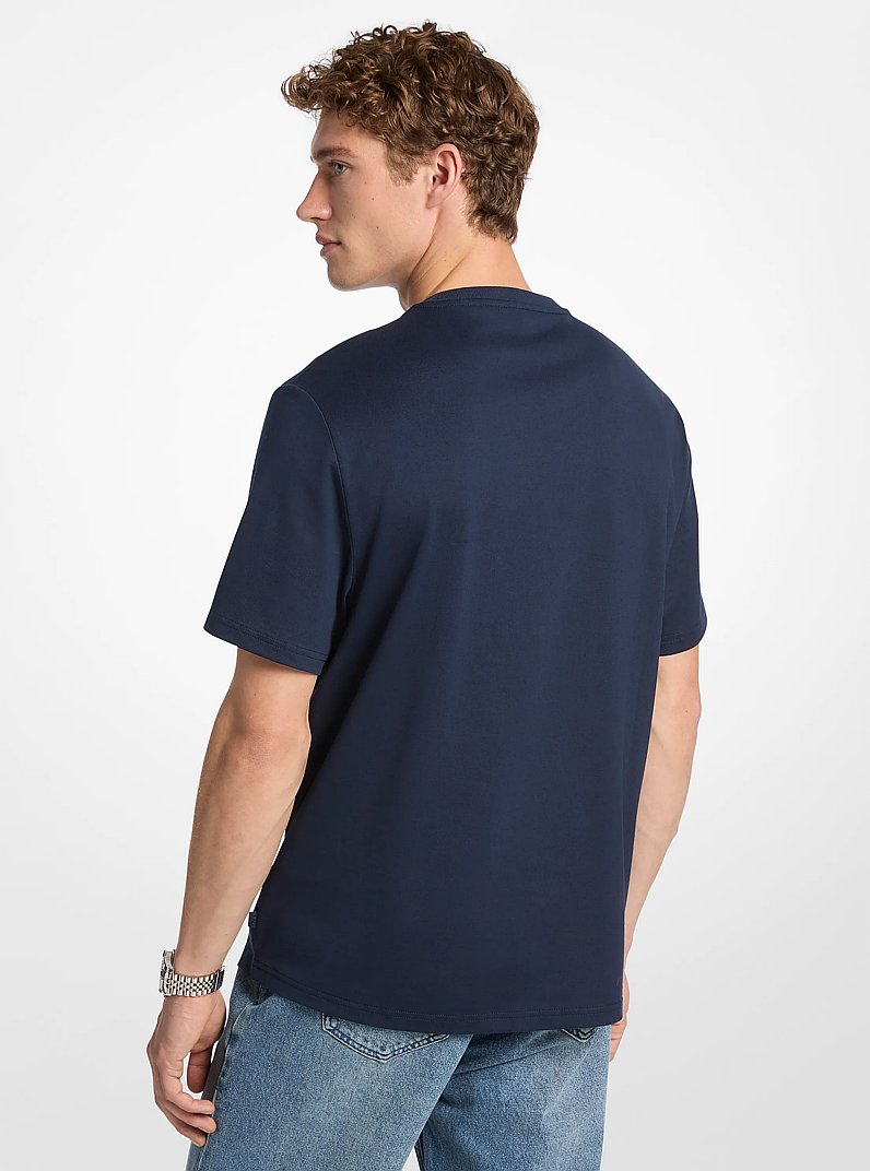 Gestreiftes T-Shirt aus Baumwolle mit Signature-Logo in MIDNIGHT | Michael Kors
