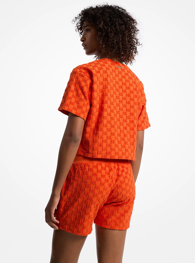 Oversized Logo Jacquard Terry Shirt in RED CLAY | Michael Kors