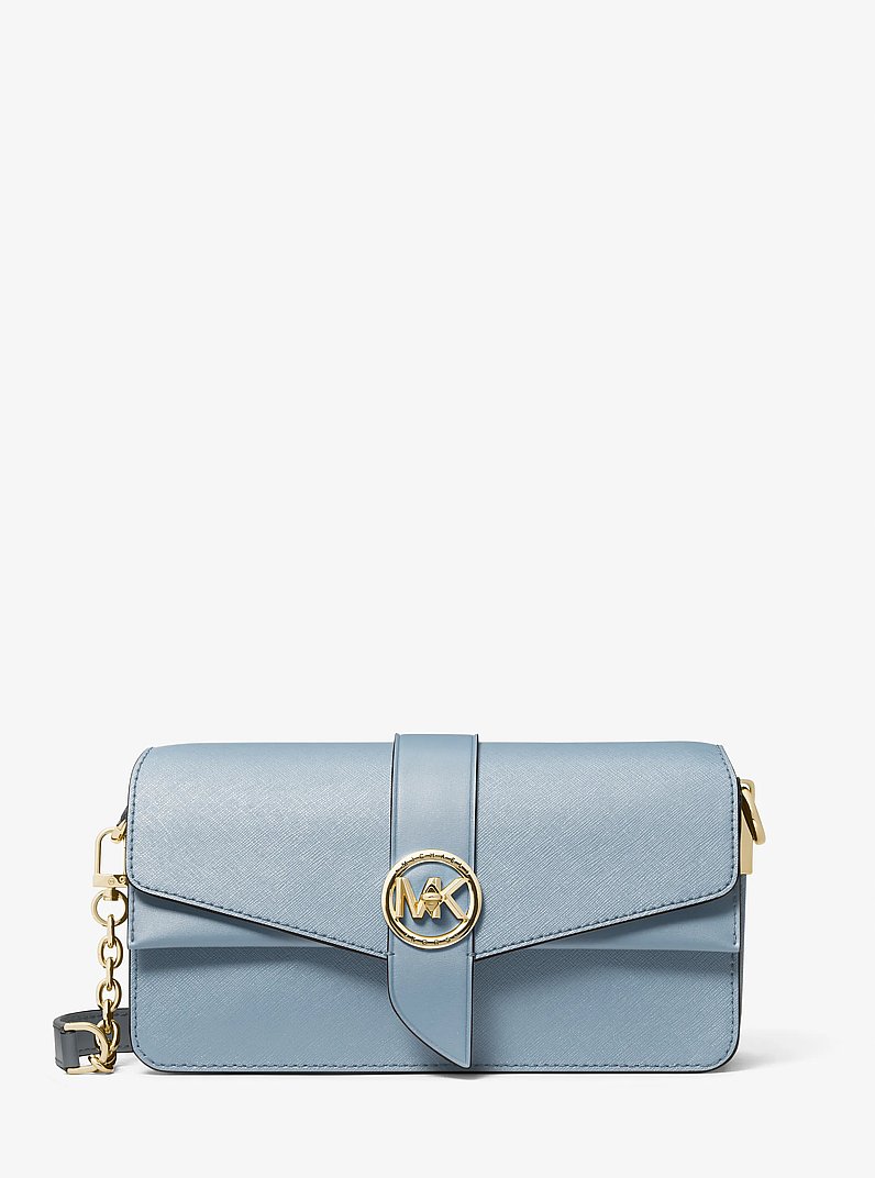 Greenwich Medium Saffiano Leather Shoulder Bag in PALE BLUE | Michael Kors