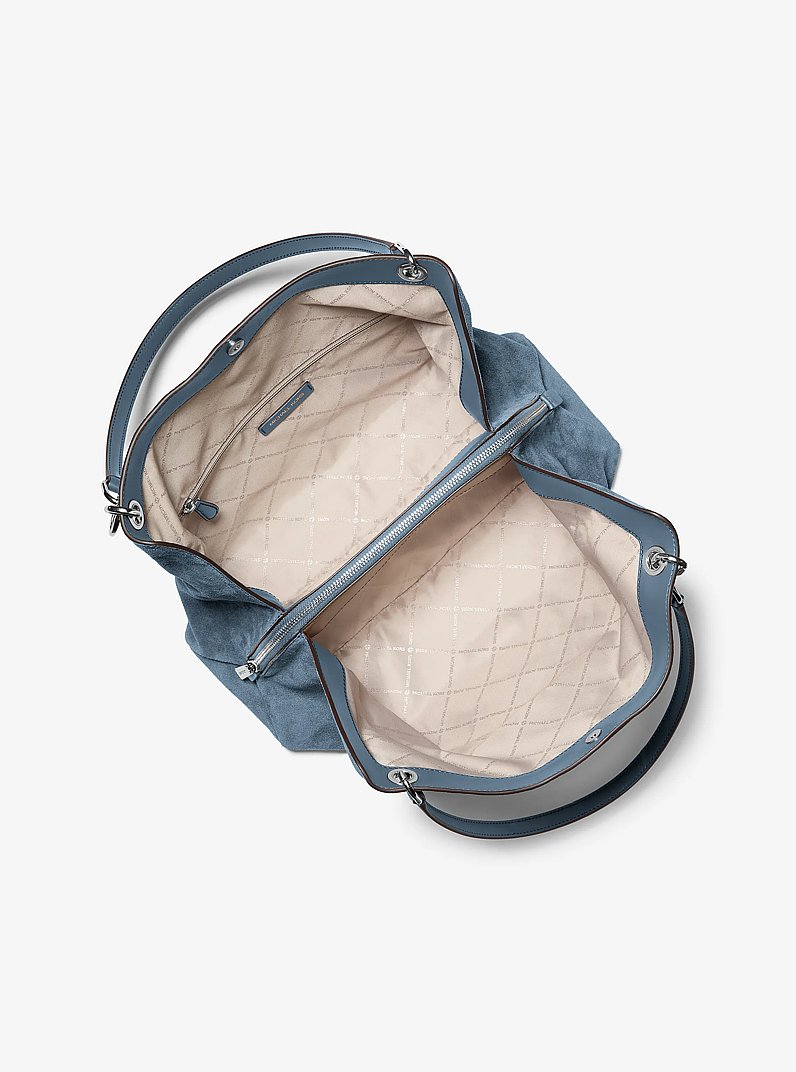 Christina Large Suede Shoulder Bag in DENIM | Michael Kors
