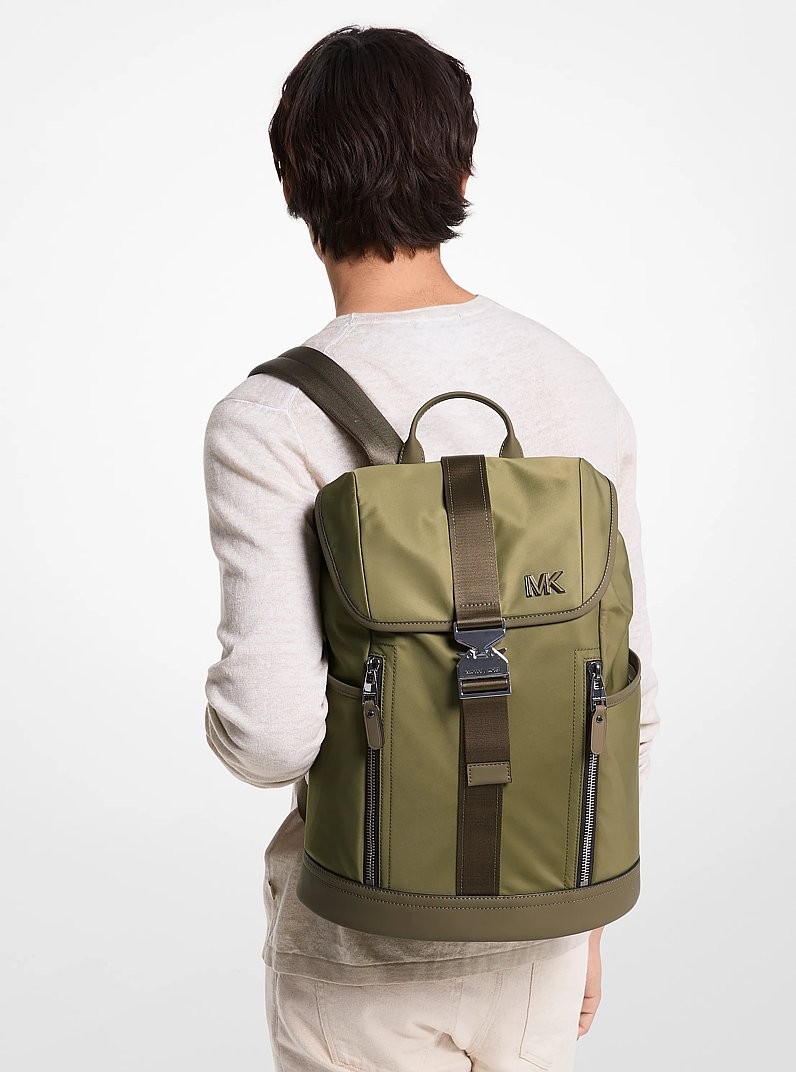 Eli Nylon Aviator Backpack in SAFARI GREEN | Michael Kors