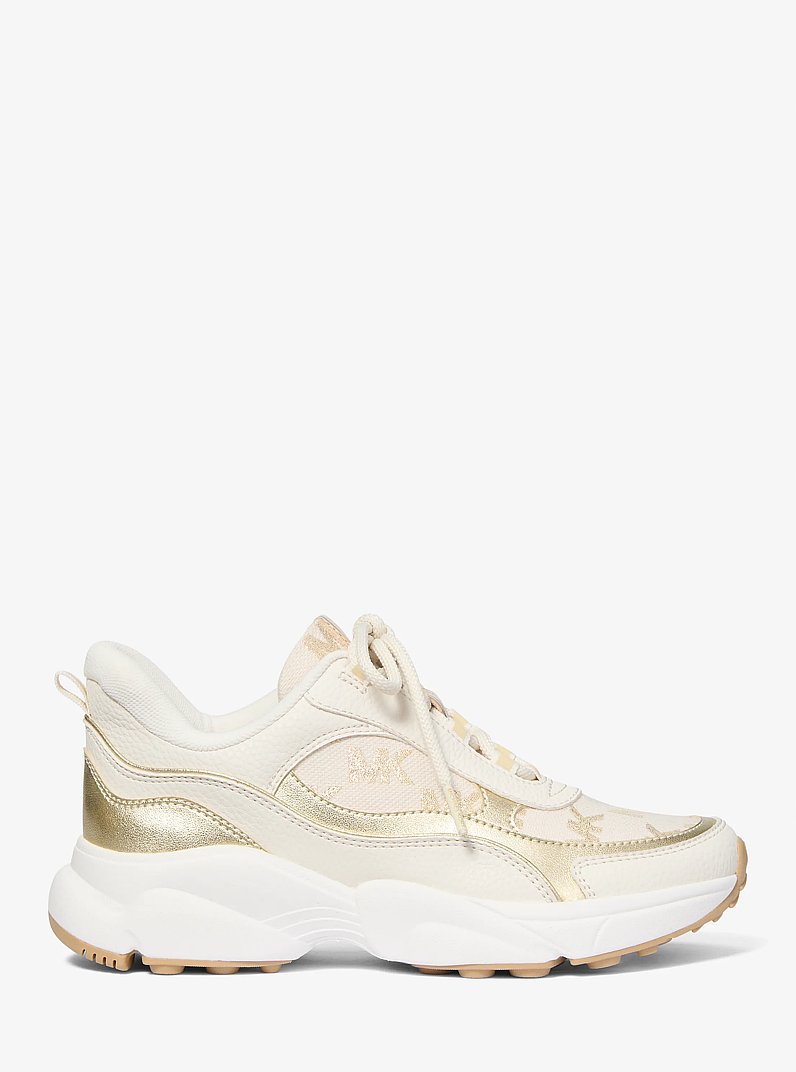 Zapatilla Katrina en jacquard con logotipo metalizado in DORADO P&Aacute;LIDO | Michael Kors