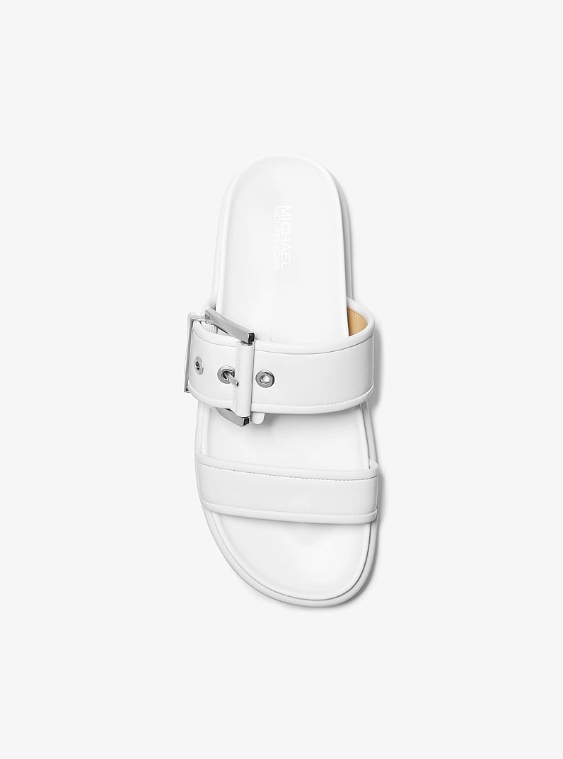 Colby Leather Slide Sandal in OPTIC WHITE | Michael Kors