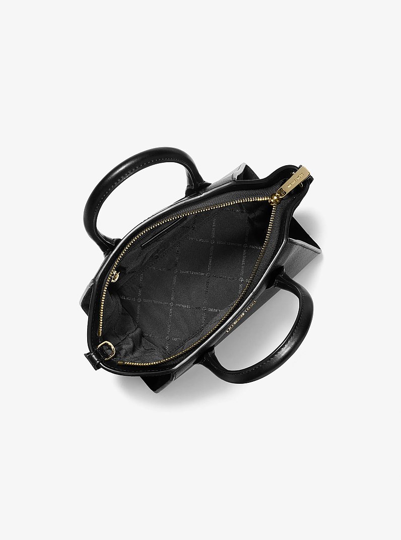 Avril Small Pebbled Leather Satchel in BLACK | Michael Kors
