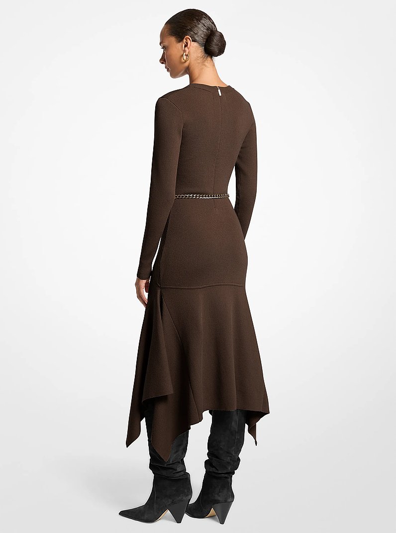 Stretch Wool Handkerchief Dress in CHOCOLATE | Michael Kors