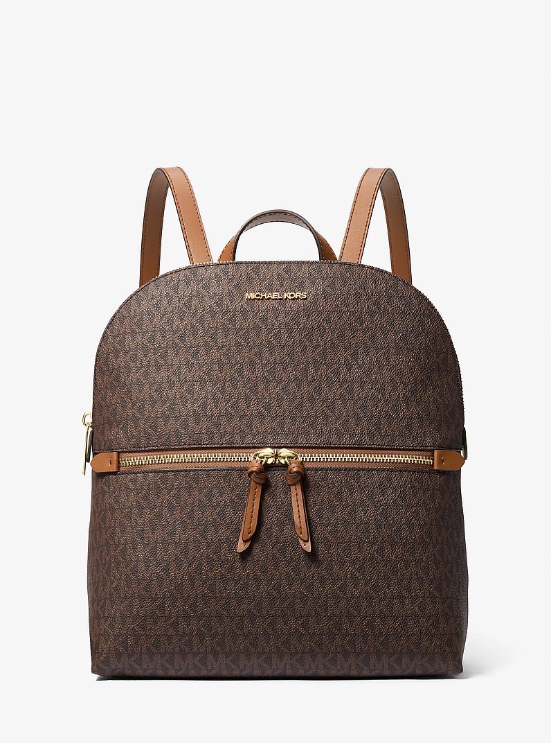 Dallas Medium Signature Logo Backpack in BROWN | Michael Kors