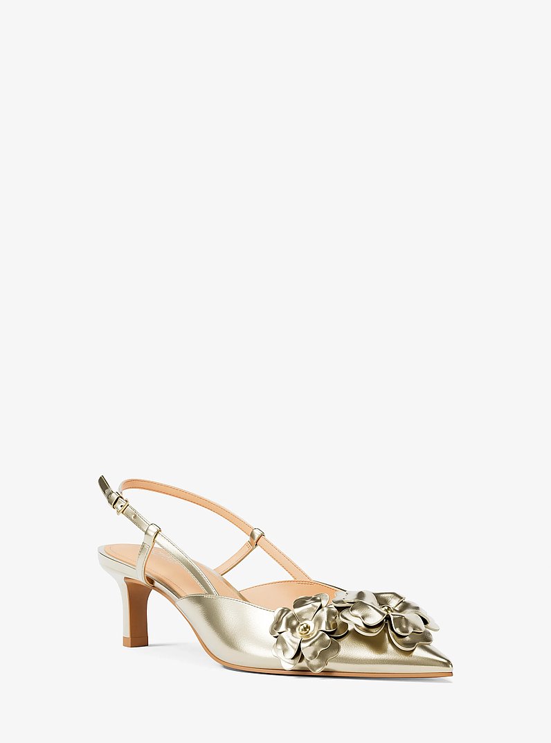 Callie Metallic Embellished Kitten Pump in PALE GOLD | Michael Kors