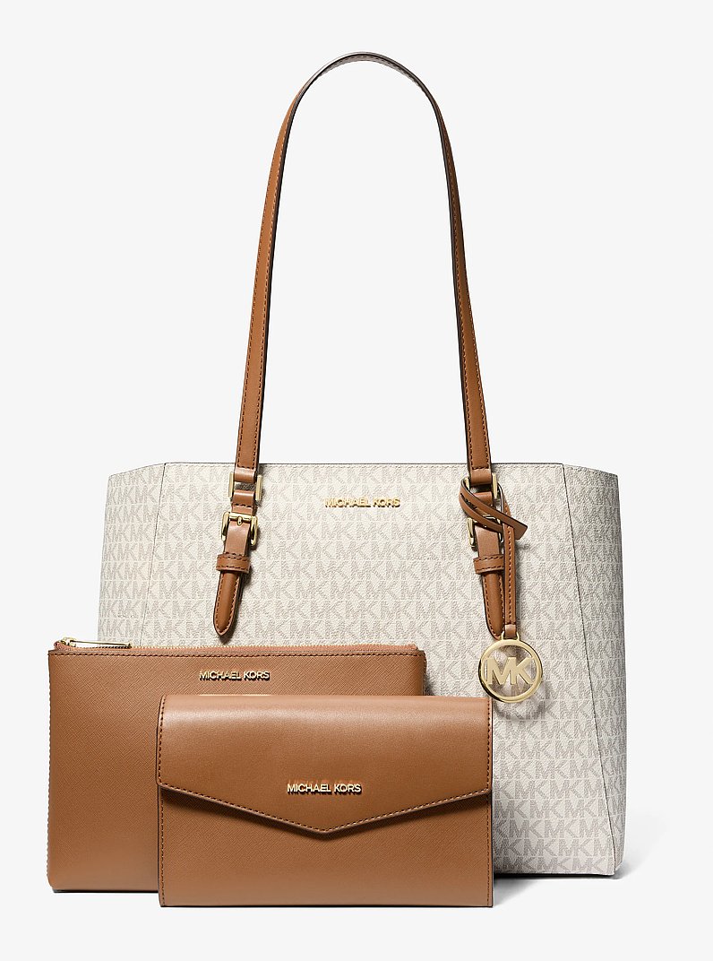 3-in-1-Shopper Charlotte Large mit Signature-Logomuster in VANILLE | Michael Kors