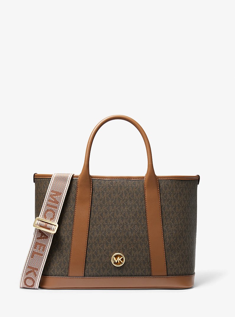 Luisa Medium Signature Logo Satchel in BROWN/LUGGAGE | Michael Kors