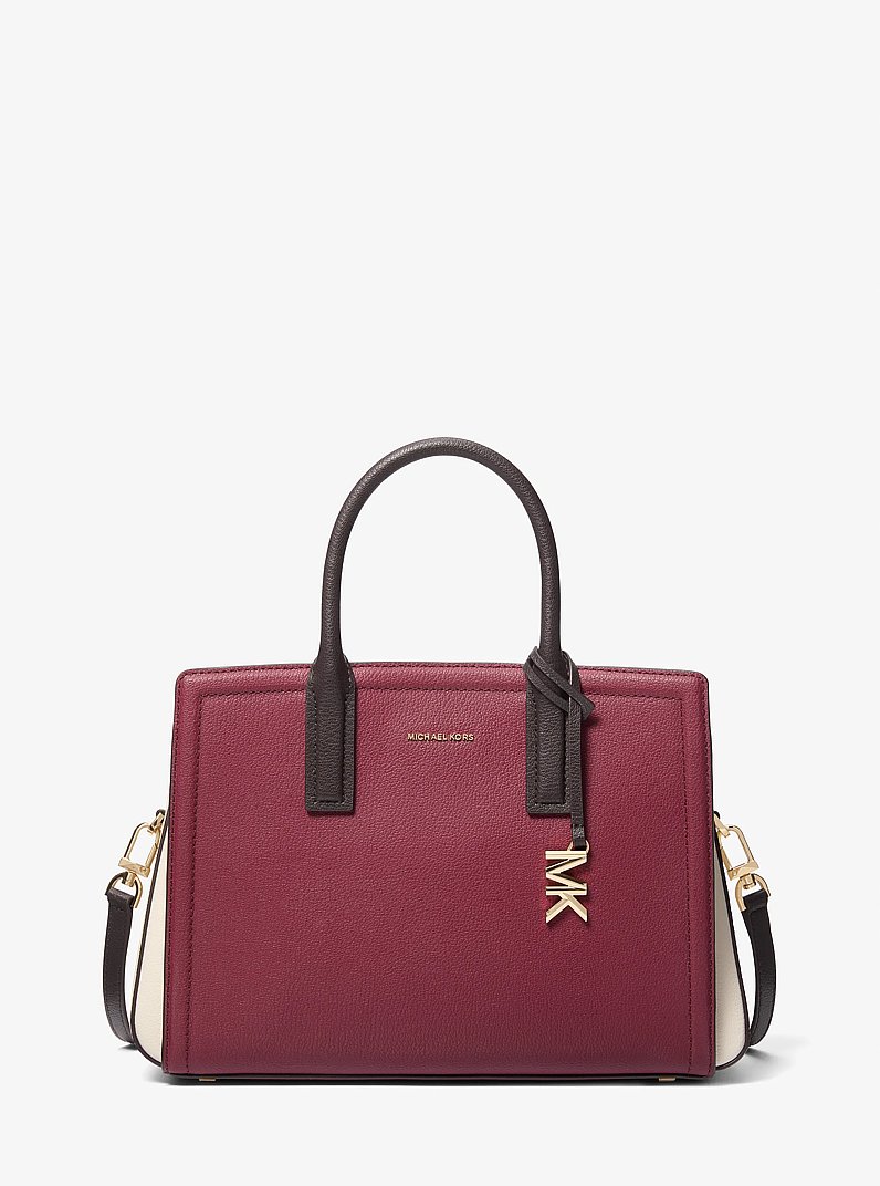 Laila Medium Color-Block Pebbled Leather Satchel in MULBERRY MLT | Michael Kors