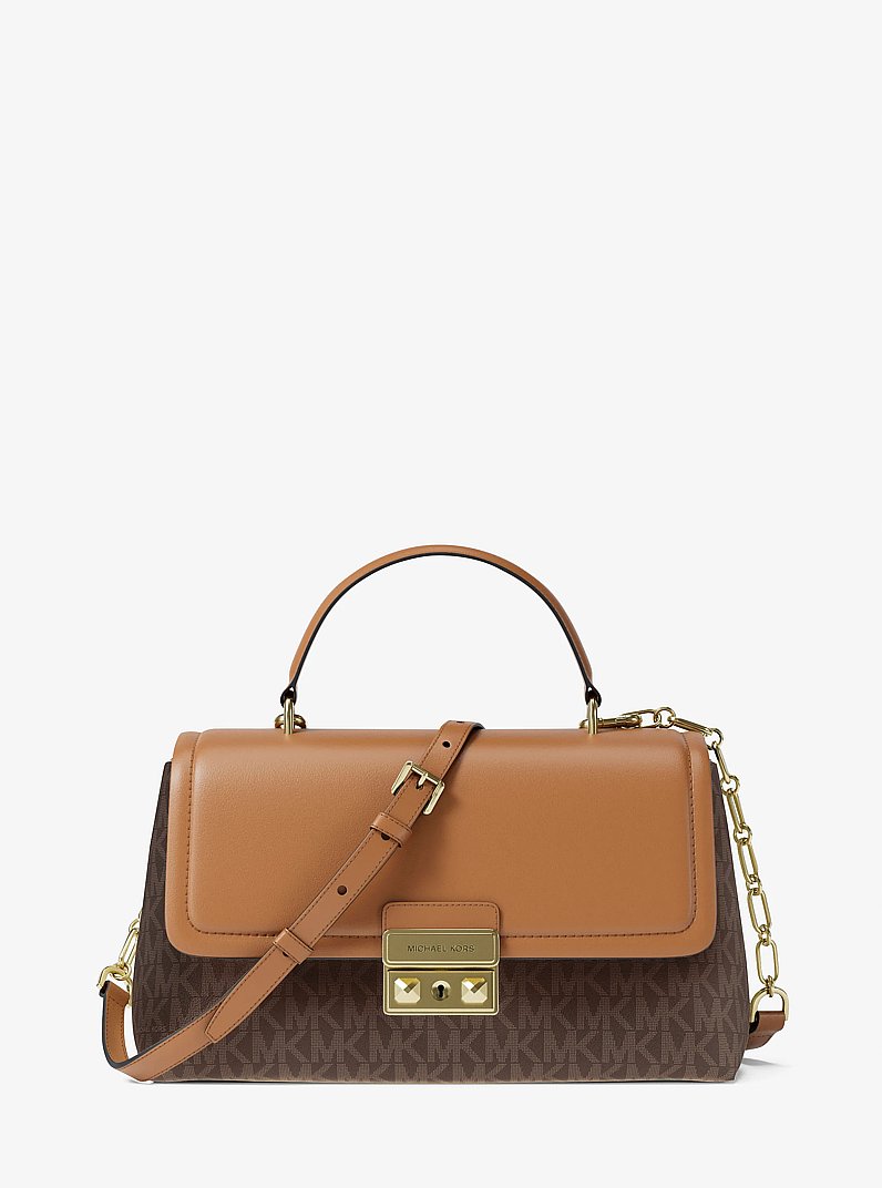 Tribeca Medium Signature Logo Satchel in BRN/ACORN - Sale