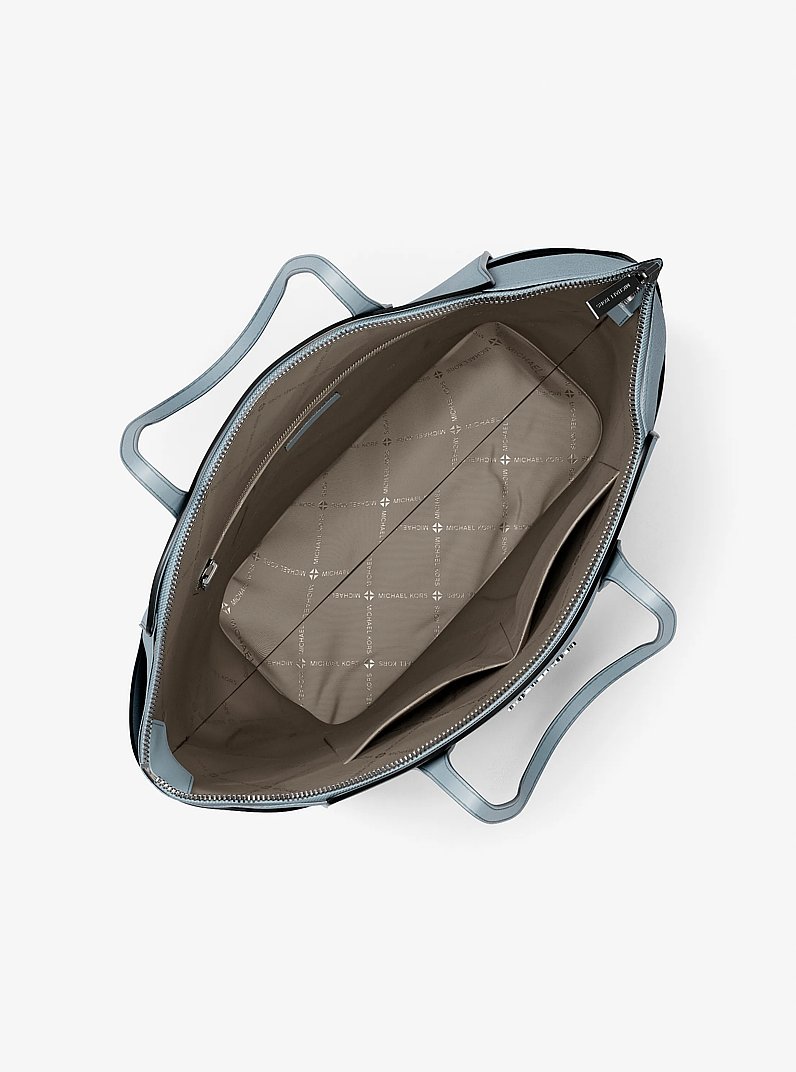 Marilyn Medium Saffiano Leather Tote Bag in PALE OCEAN | Michael Kors