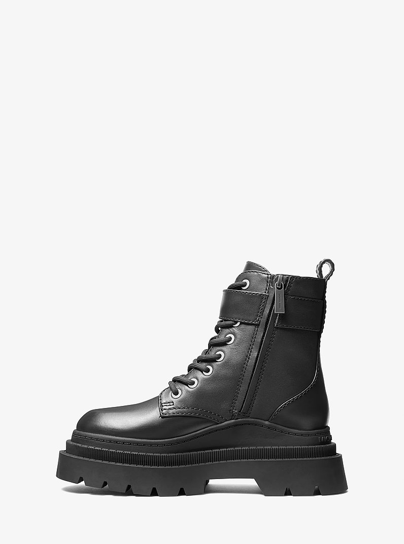 Colby Leather Combat Boot in BLACK | Michael Kors