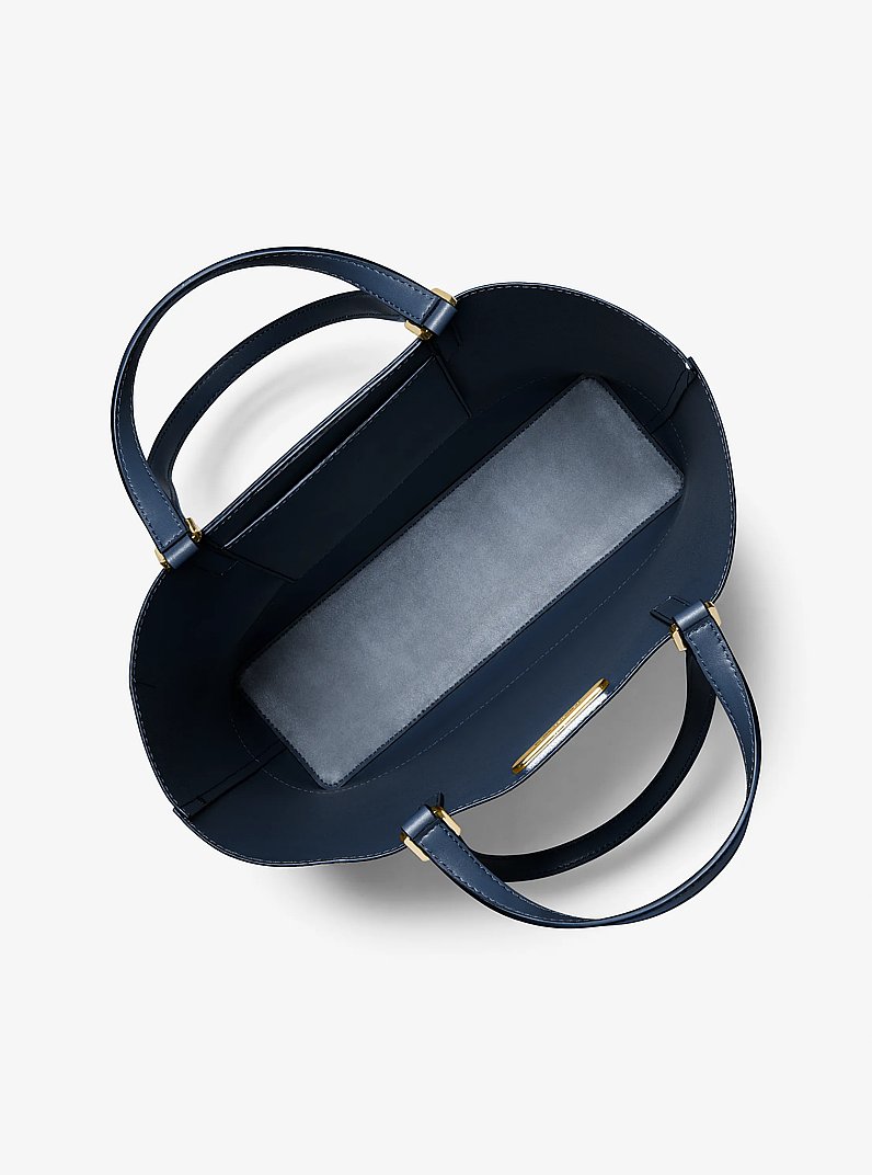 Kelli Large Two-Tone Pebbled Leather Tote Bag