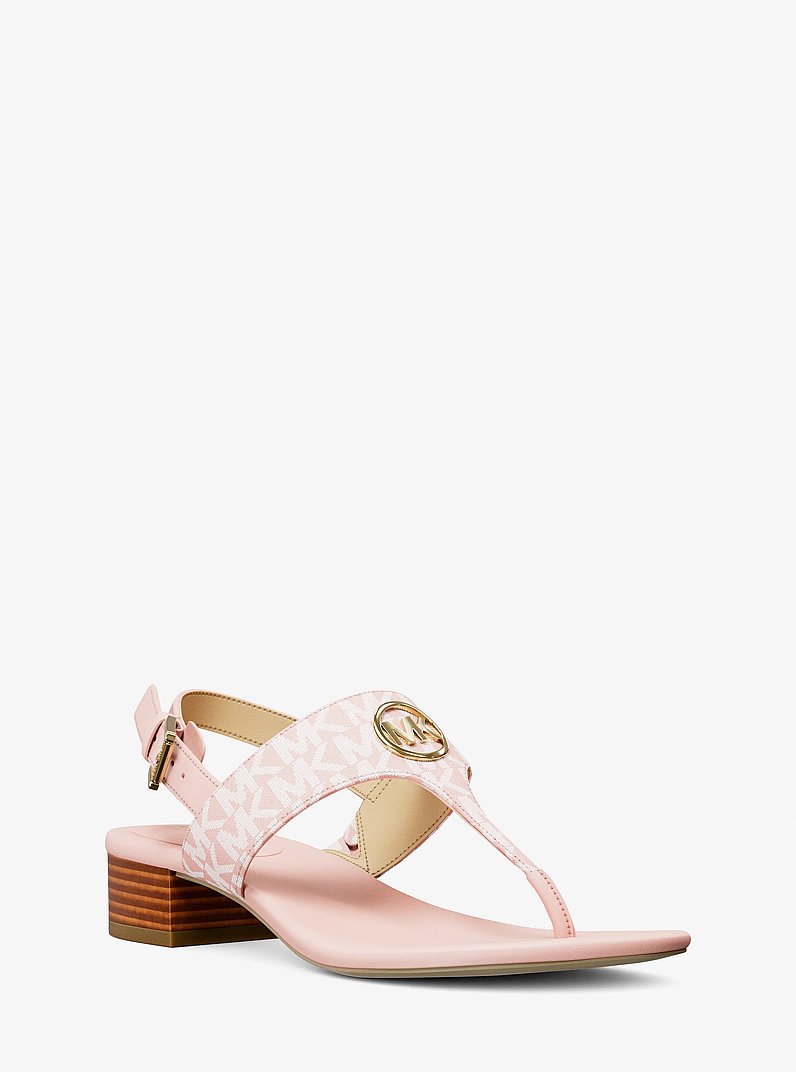 Sandale Hannah &agrave; bride en T et &agrave; logo Signature in ROSE POUDR&Eacute; | Michael Kors